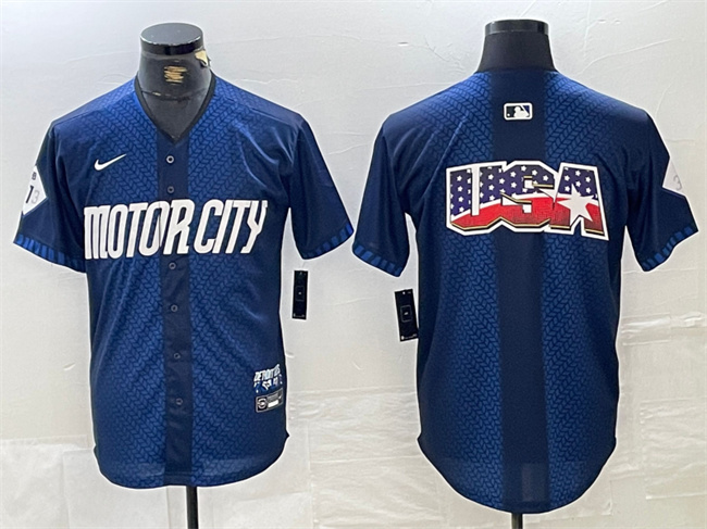 Men's Detroit Tigers Team Big Logo 2024 Navy City Connect Cool Base Limited Stitched Jersey Men's Detroit Tigers Team Big Logo 2024 Navy City Connect Cool Base Limited Stitched Jersey